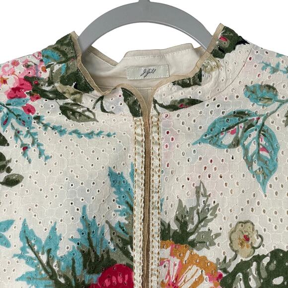 Vintage Y2k J. Jill Re: Crafted Floral Eyelet Zip Jacket Romantic Shabby Chic SP - Picture 6 of 12